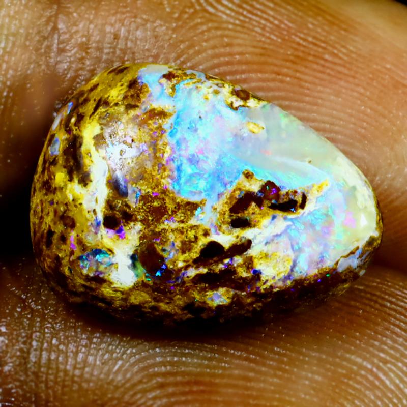 9.01 ct Marvelous Fancy Shape (18 x 14 mm) Multi Color Australian Koroit Boulder Opal Natural Loose Gemstone
