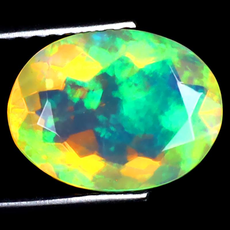 1.94 ct Remarkable Oval (11 x 8 mm) Ethiopian 360 Degree Flashing Rainbow Opal Natural Gemstone