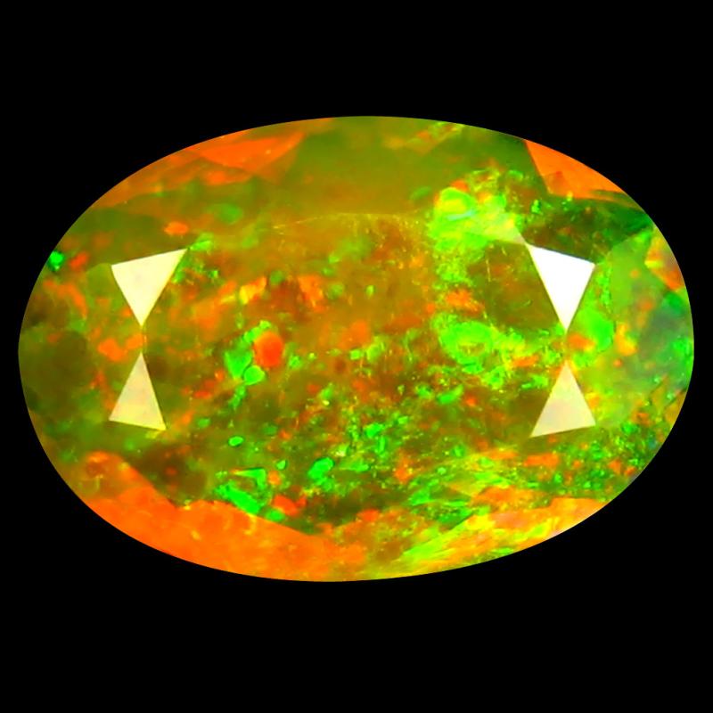 1.48 ct Spectacular Oval (12 x 8 mm) Un-Heated Ethiopia Rainbow Opal Loose Gemstone