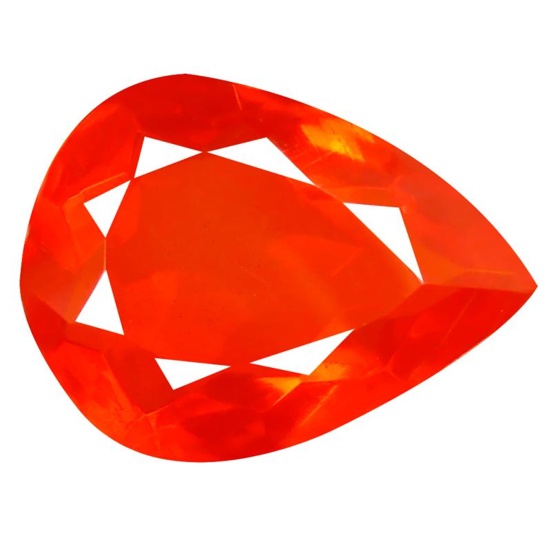 3.10 ct Grand looking Pear Cut (14 x 11 mm) Mexico Orange Red Fire Opal Natural Gemstone