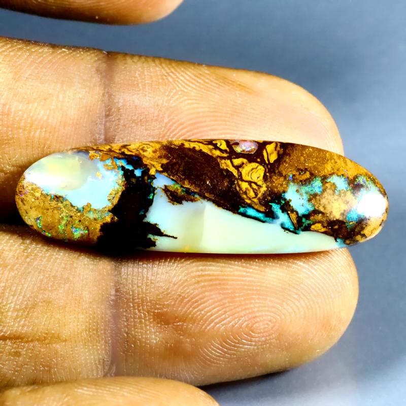 12.69 ct Extraordinary Fancy Shape (35 x 11 mm) Multi Color Australian Koroit Boulder Opal Natural Loose Gemstone