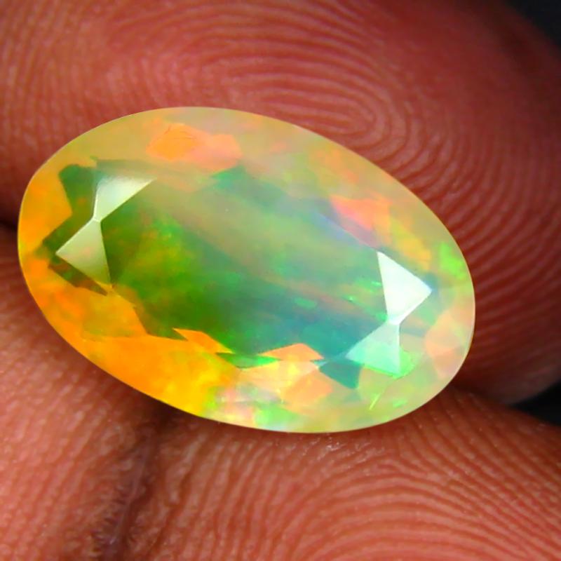 2.50 ct Excellent Oval (13 x 8 mm) Un-Heated Ethiopia Rainbow Opal Loose Gemstone
