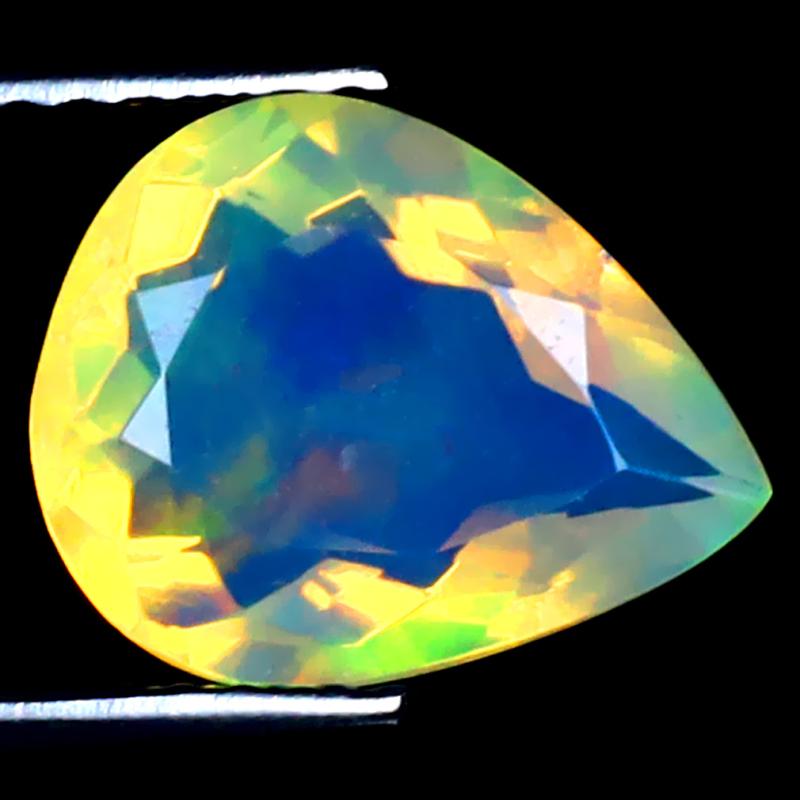 1.89 ct Very good Pear (11 x 8 mm) Ethiopian 360 Degree Flashing Rainbow Opal Natural Gemstone