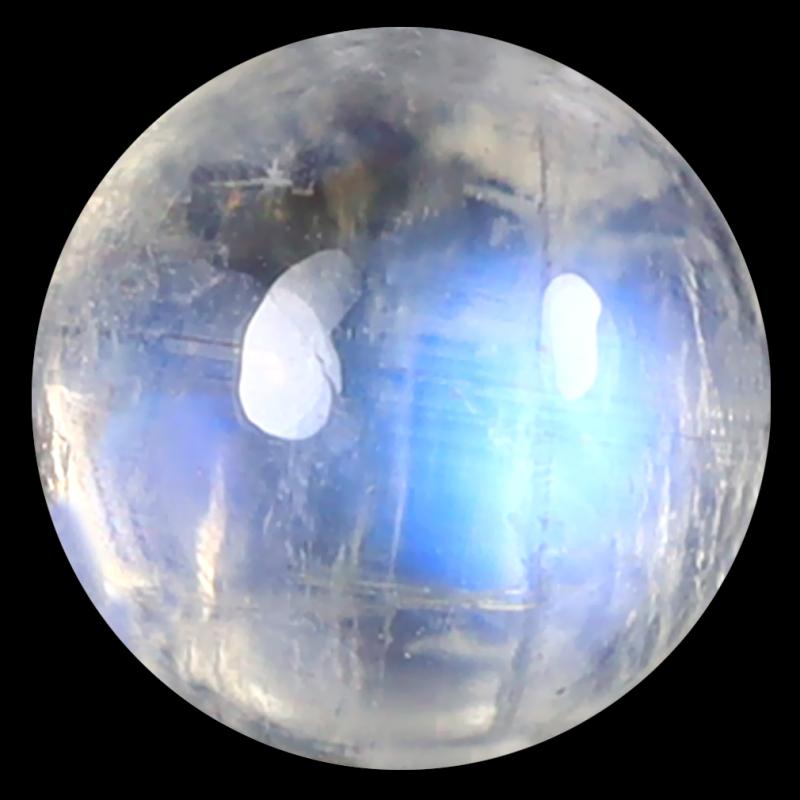 1.74 ct AAA Flashing Round Cabochon Shape (7 x 7 mm) Rainbow Blue Moonstone Natural Gemstone