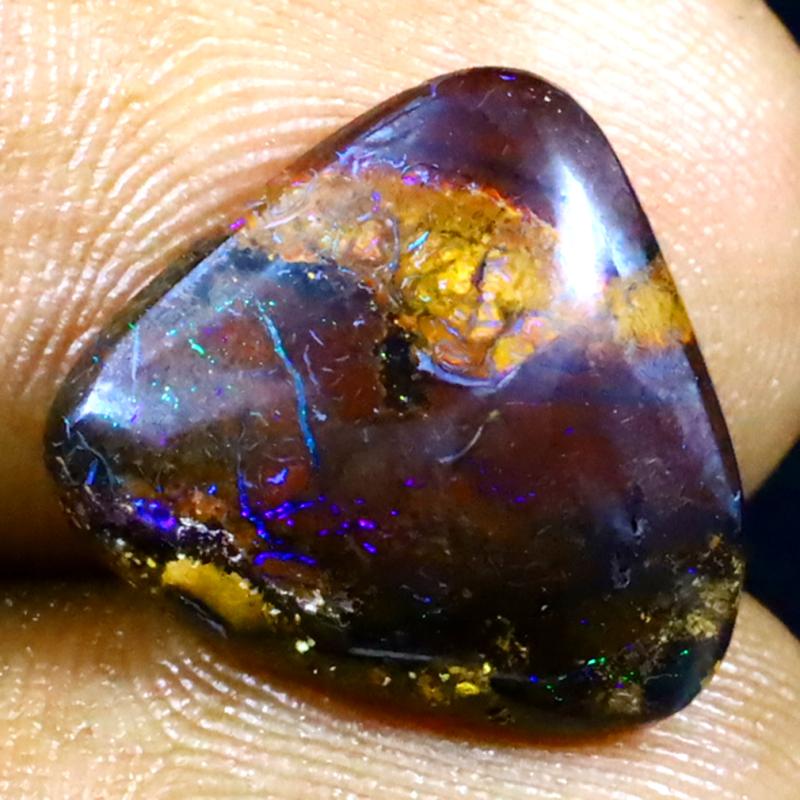 6.71 ct Five-star Fancy Shape (15 x 13 mm) Multi Color Australian Koroit Boulder Opal Natural Loose Gemstone