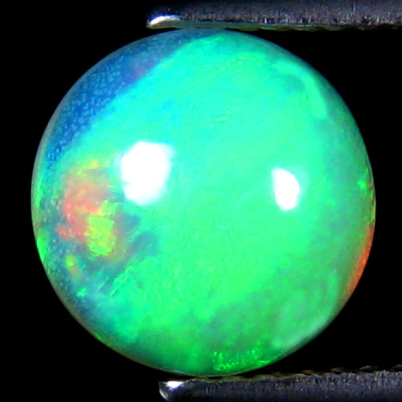 2.11 ct Eye-catching Round Cabochon Cut (9 x 9 mm) Ethiopia Play of Colors Rainbow Opal Natural Gemstone