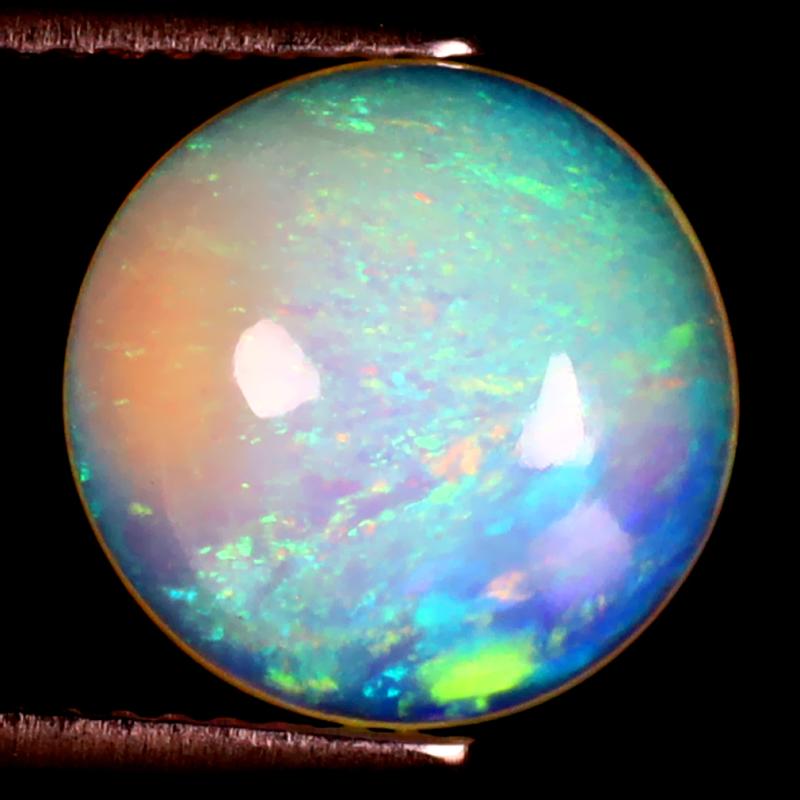 3.06 ct Mesmerizing Round Cabochon (11 x 11 mm) Ethiopian 360 Degree Flashing Rainbow Opal Natural Gemstone