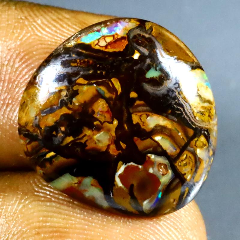 10.10 ct Eye-catching Fancy Shape (19 x 18 mm) Multi Color Australian Koroit Boulder Opal Natural Loose Gemstone