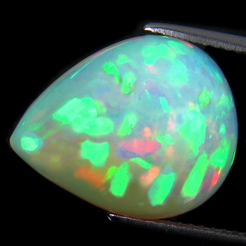 7.90 ct Valuable Pear Cabochon (17 x 14 mm) Ethiopian 360 Degree Flashing Rainbow Opal Natural Gemstone