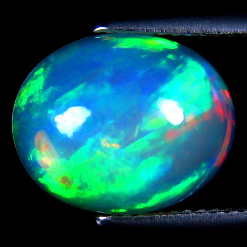 3.97 ct Best Oval Cabochon Cut (14 x 11 mm) Ethiopia Play of Colors Rainbow Opal Natural Gemstone