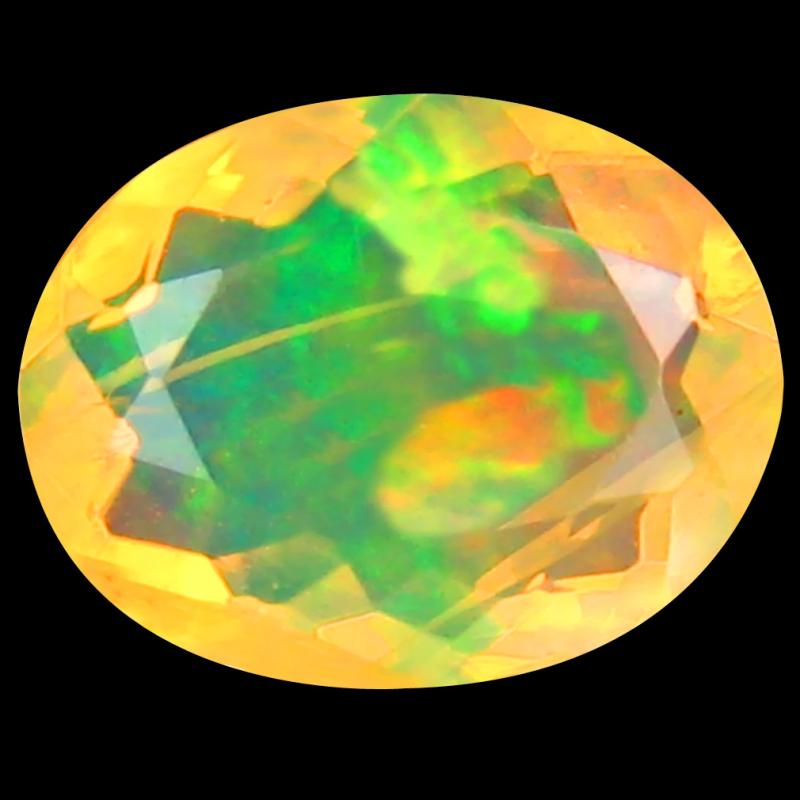 1.25 ct First-class Oval (9 x 7 mm) Un-Heated Ethiopia Rainbow Opal Loose Gemstone