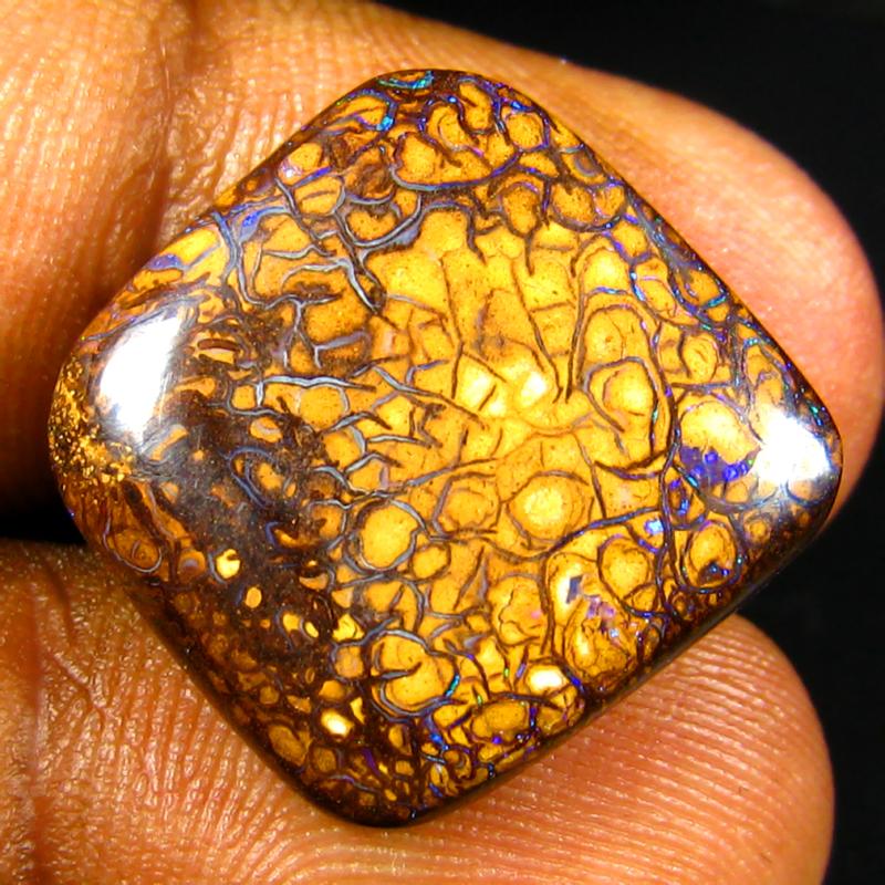 17.63 ct Romantic Fancy Shape (17 x 17 mm) Multi Color Australian Koroit Boulder Opal Natural Loose Gemstone