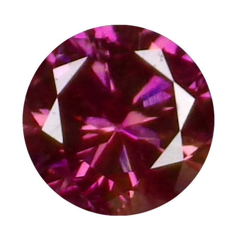 0.06 ct Exquisite Round Cut (3 x 3 mm) SI Clarity Purplish Pink Diamond Loose Stone