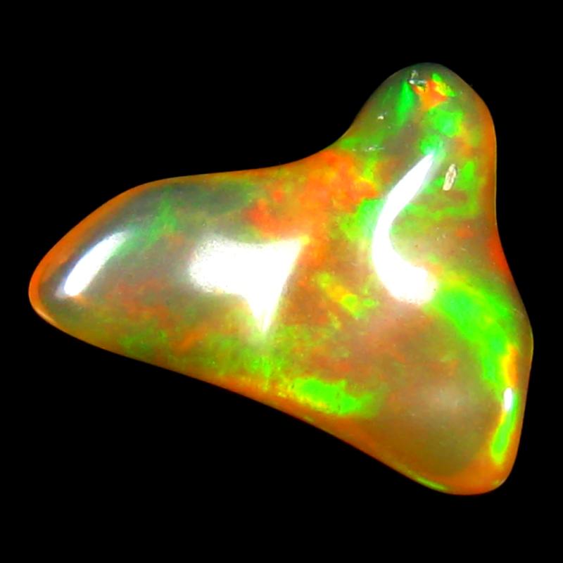 3.98 ct Charming Fancy Cut (16 x 14 mm) Ethiopia Play of Colors Rainbow Opal Natural Gemstone