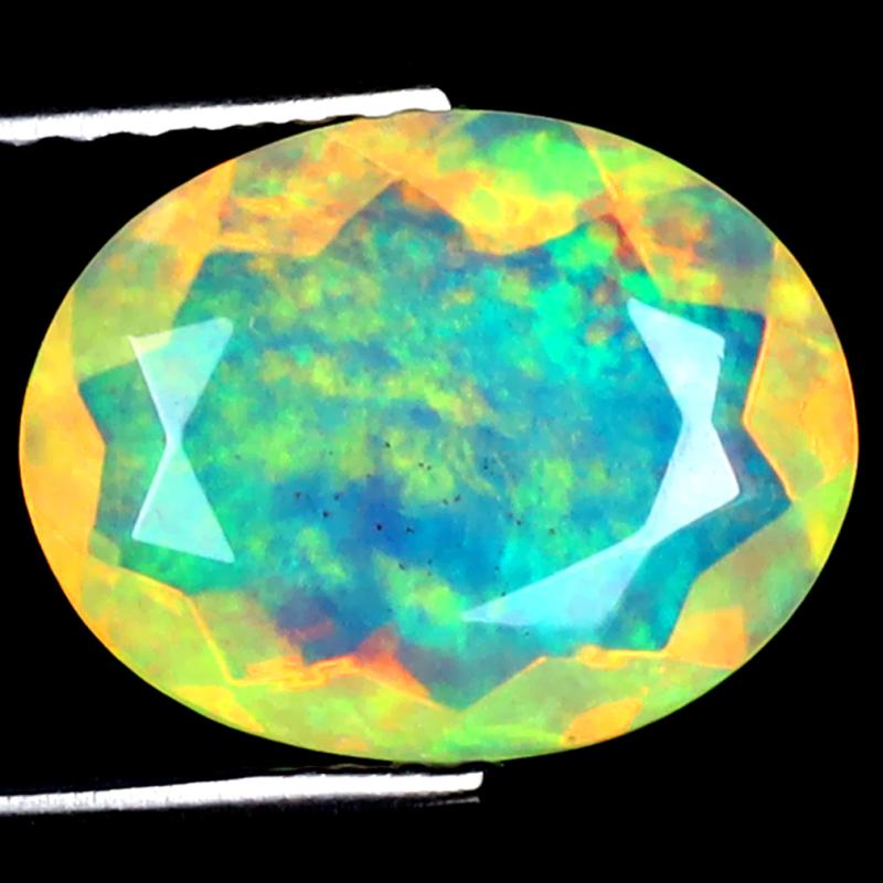 1.78 ct Unbelievable Oval (11 x 9 mm) Ethiopian 360 Degree Flashing Rainbow Opal Natural Gemstone