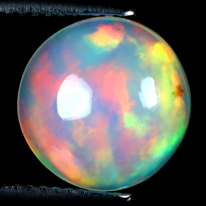 3.61 ct Eye-catching Round Cabochon (11 x 11 mm) Ethiopian 360 Degree Flashing Rainbow Opal Natural Gemstone
