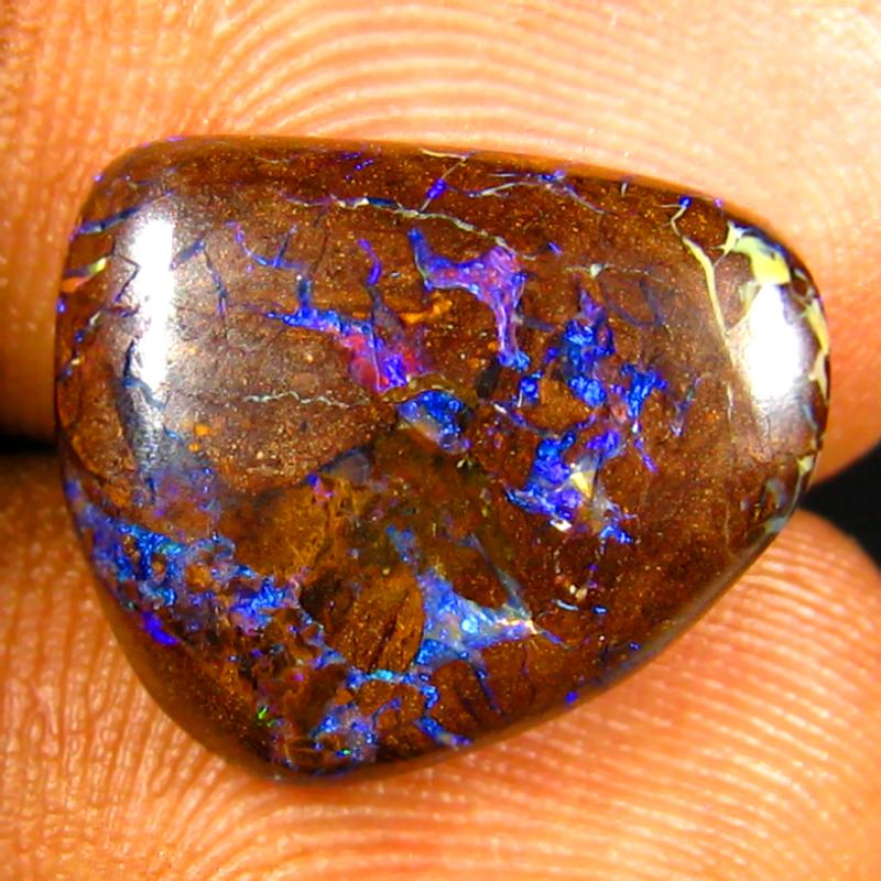 6.03 ct Mesmerizing Fancy Shape (15 x 13 mm) Multi Color Australian Koroit Boulder Opal Natural Loose Gemstone