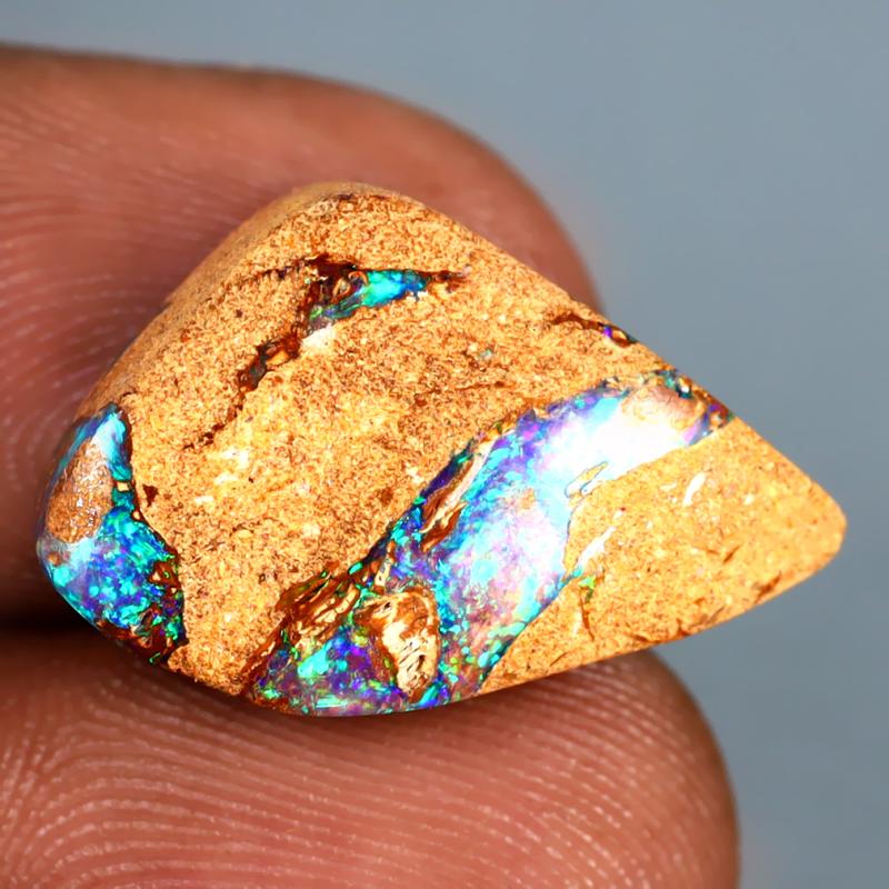 7.03 ct Astonishing Fancy Shape (21 x 13 mm) Multi Color Australian Koroit Boulder Opal Natural Loose Gemstone