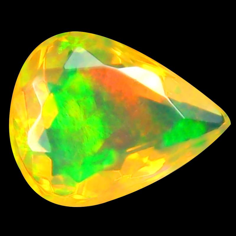 1.31 ct Five-star Pear (10 x 8 mm) Un-Heated Ethiopia Rainbow Opal Loose Gemstone