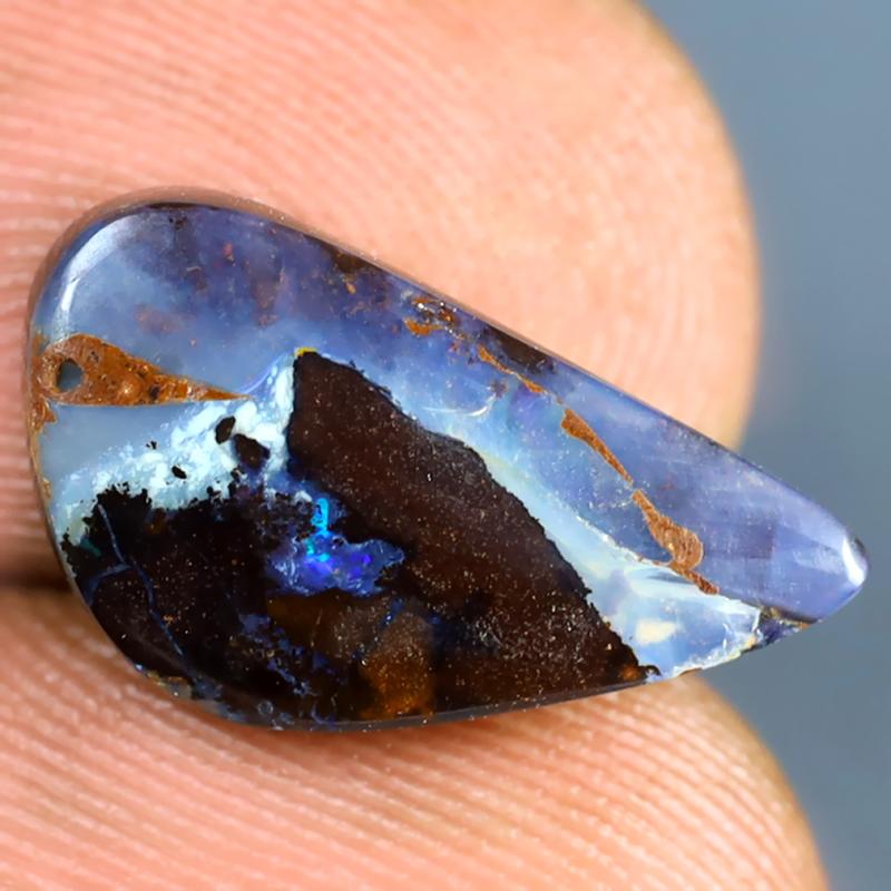 4.56 ct Mind-Boggling Fancy Shape (15 x 8 mm) Multi Color Australian Koroit Boulder Opal Natural Loose Gemstone