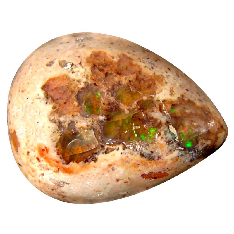 24.35 ct Impressive Pear Cabochon (24 x 19 mm) Un-Heated Mexico Matrix Fire Opal Loose Gemstone