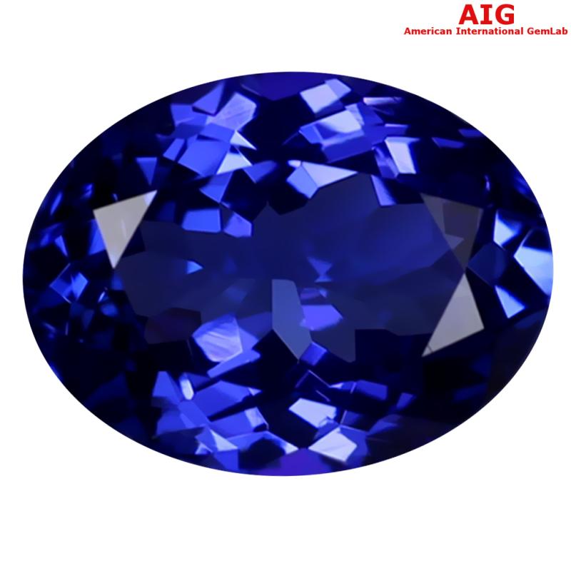 2.14 ct AIG CERTIFIED AAAA GRADE GORGEOUS OVAL CUT (9 X 7 MM) D'BLOCK TANZANITE GEMSTONE