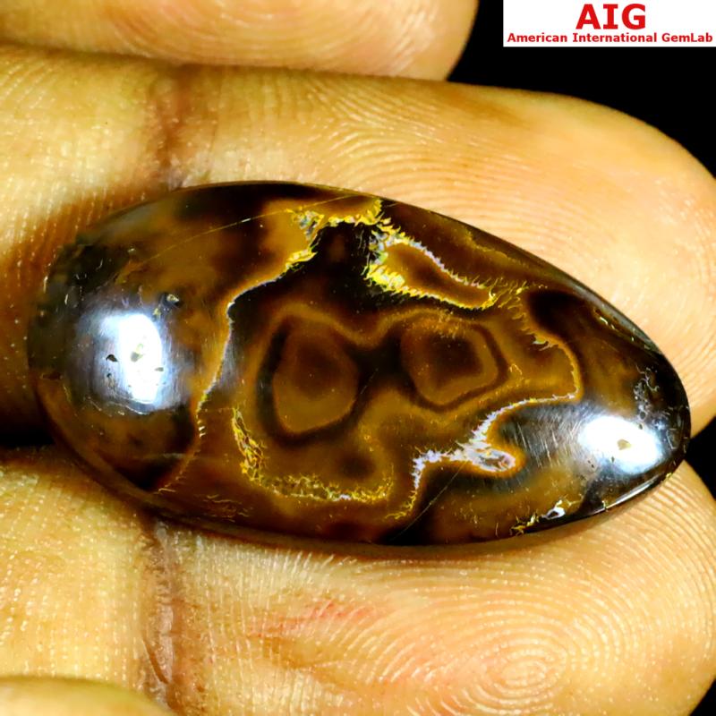 19.33 ct AIG Certified Terrific Fancy Cut (26 x 14 mm) Australia Boulder Opal Loose Stone