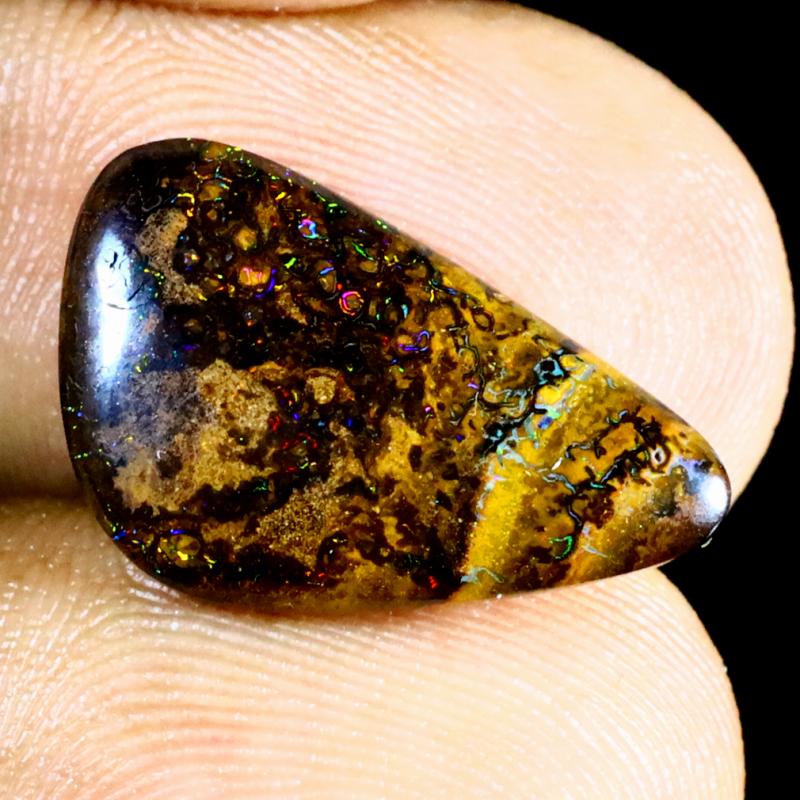6.51 ct Spectacular Fancy Shape (18 x 11 mm) Multi Color Australian Koroit Boulder Opal Natural Loose Gemstone