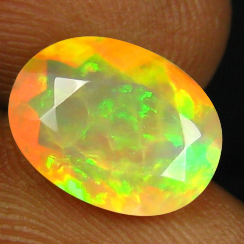 1.60 ct Exquisite Oval (11 x 8 mm) Un-Heated Ethiopia Rainbow Opal Loose Gemstone