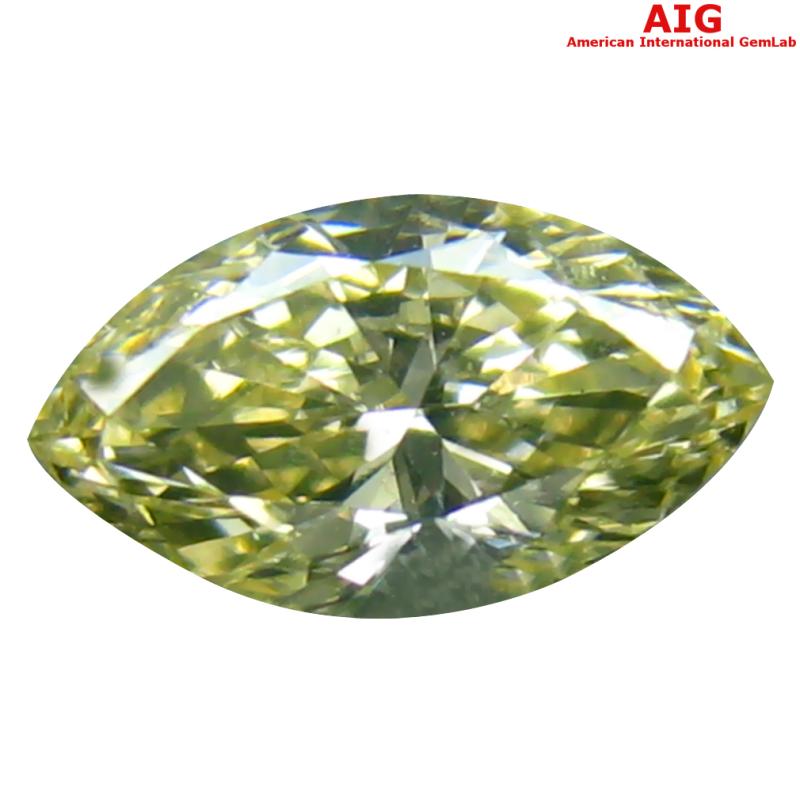 0.33 ct AIG Certified Elegant SI2 Clarity Marquise Cut (6 x 4 mm) Fancy Yellow Diamond Stone
