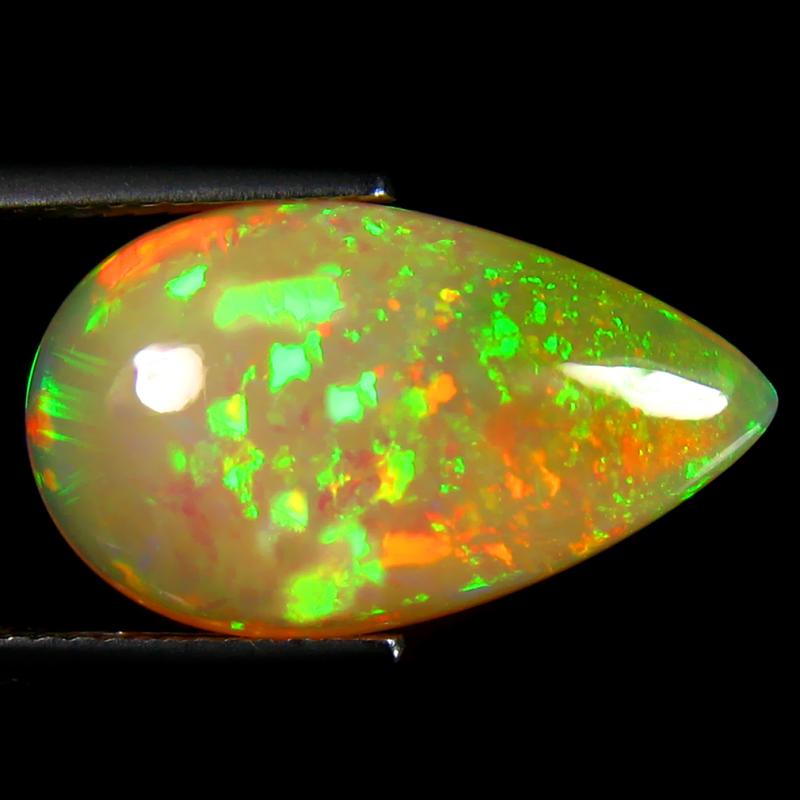 7.05 ct Valuable Pear Cabochon (20 x 12 mm) Flashing 360 Degree Multicolor Rainbow Opal Gemstone