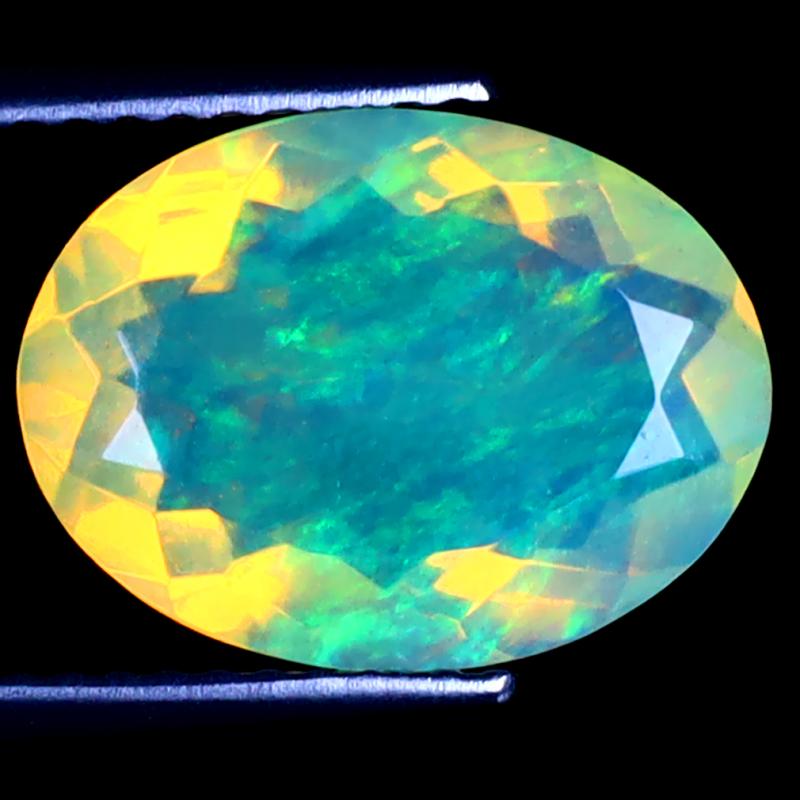 2.71 ct First-class Oval (13 x 10 mm) Ethiopian 360 Degree Flashing Rainbow Opal Natural Gemstone