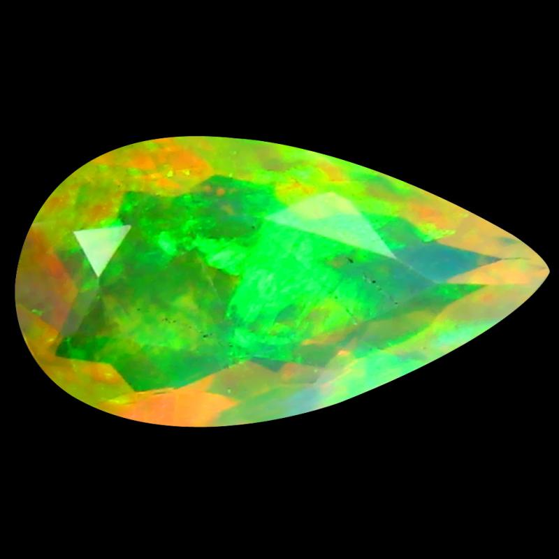1.19 ct Very good Pear (12 x 7 mm) Un-Heated Ethiopia Rainbow Opal Loose Gemstone
