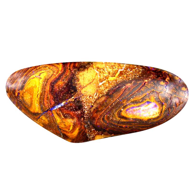 12.90 ct Terrific Fancy Cabochon Shape (29 x 13 mm) Play of Colors Australian Koroit Boulder Opal Natural Loose Gemstone