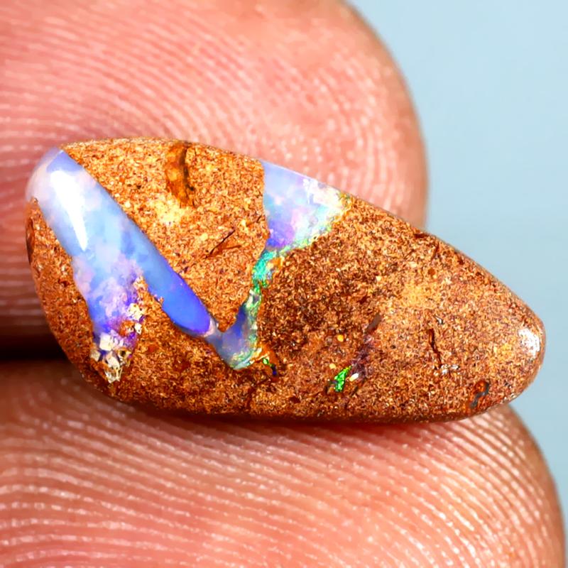 3.33 ct Excellent Fancy Shape (17 x 8 mm) Multi Color Australian Koroit Boulder Opal Natural Loose Gemstone