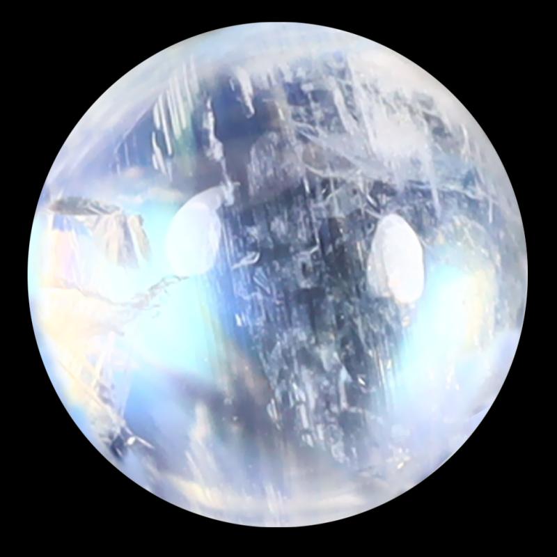 1.74 ct AAA First-class Round Cabochon Shape (7 x 7 mm) Rainbow Blue Moonstone Natural Gemstone