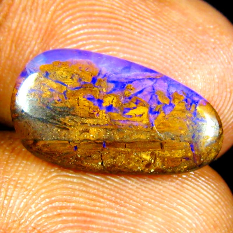 3.92 ct Flashing Fancy Shape (17 x 9 mm) Multi Color Australian Koroit Boulder Opal Natural Loose Gemstone