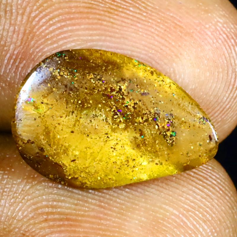 2.98 ct Phenomenal Fancy Shape (17 x 11 mm) Multi Color Australian Koroit Boulder Opal Natural Loose Gemstone