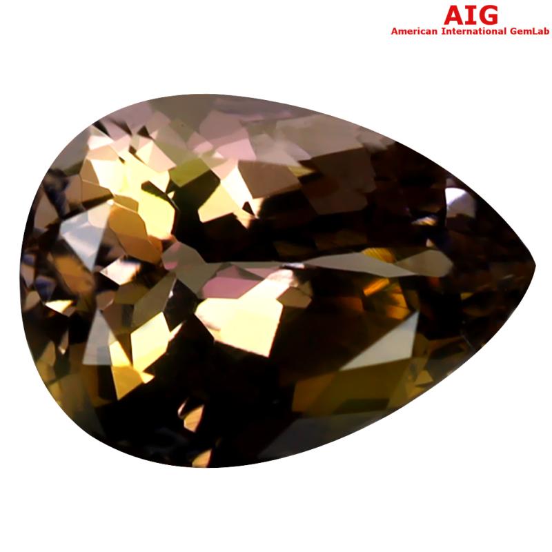 2.75 ct AIG Certified Good-looking Pear Shape (10 x 7 mm) Yellow Tanzanite Natural Gemstone