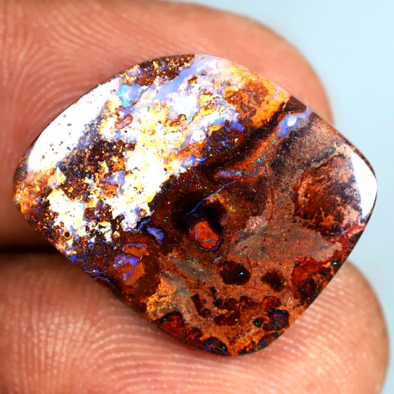 12.01 ct Awe-inspiring Fancy Shape (21 x 16 mm) Multi Color Australian Koroit Boulder Opal Natural Loose Gemstone