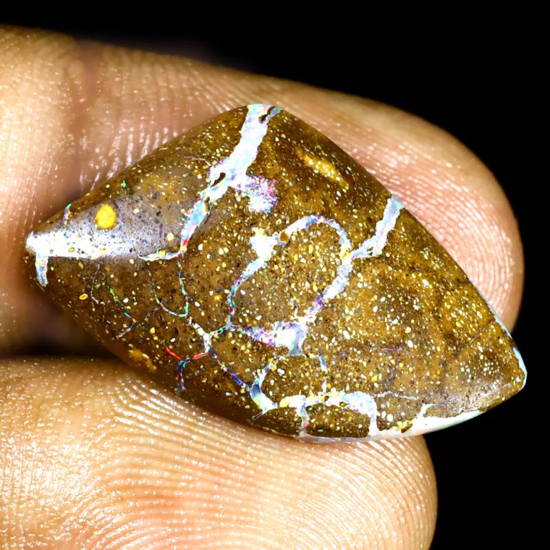 10.32 ct Remarkable Fancy Shape (25 x 15 mm) Multi Color Australian Koroit Boulder Opal Natural Loose Gemstone
