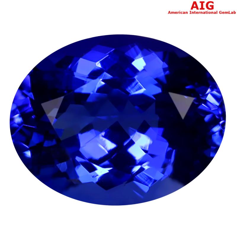 3.48 ct AIG CERTIFIED AAAA+ GRADE PHENOMENAL OVAL CUT (10 X 8 MM) D'BLOCK TANZANITE GEMSTONE
