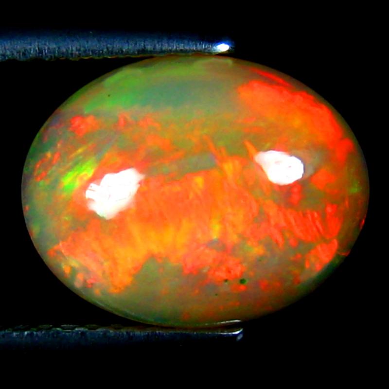 2.93 ct Resplendent Oval Cabochon Cut (12 x 10 mm) Ethiopia Play of Colors Rainbow Opal Natural Gemstone