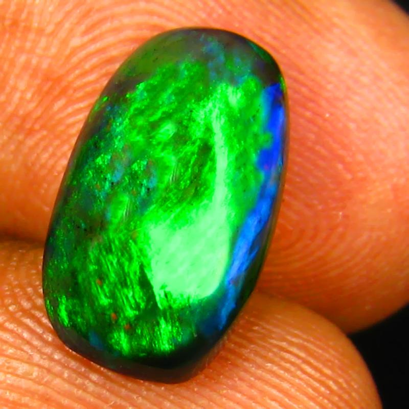 2.32 ct Best Cushion Cabochon Cut (13 x 8 mm) Ethiopia Play of Colors Black Opal Natural Gemstone