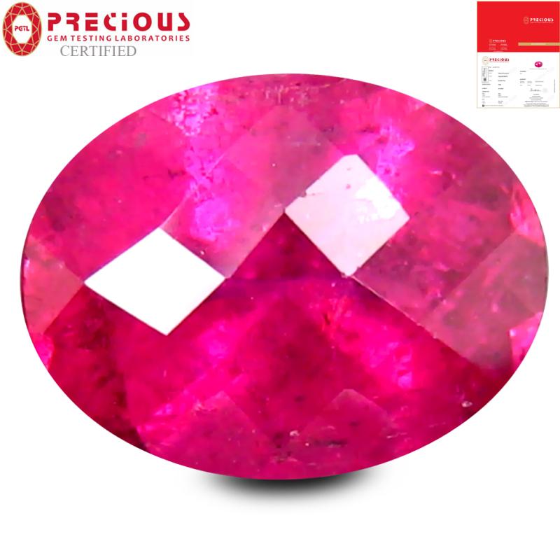 2.05 ct PGTL Certified AAAA Grade Exquisite Oval Cut (9 x 7 mm) Reddish Pink Rubellite Tourmaline Gemstone