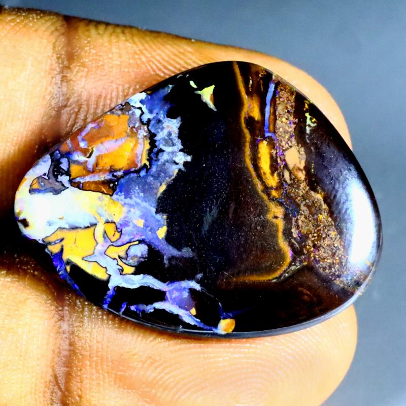 25.06 ct Attractive Fancy Shape (28 x 21 mm) Multi Color Australian Koroit Boulder Opal Natural Loose Gemstone