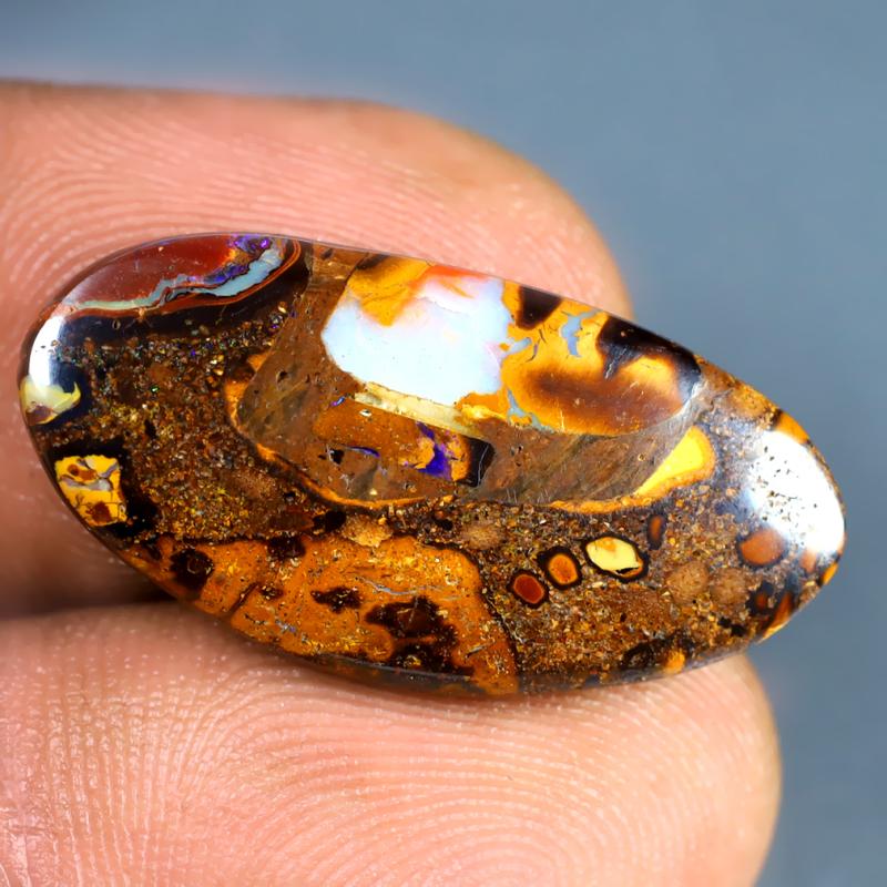 7.79 ct Flashing Fancy Shape (25 x 12 mm) Multi Color Australian Koroit Boulder Opal Natural Loose Gemstone