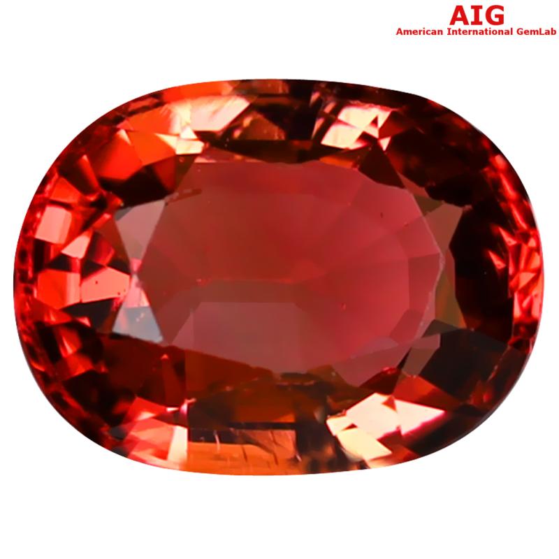 3.20 ct AIG Certified Excellent Oval Shape (11 x 8 mm) Orange Pink Tourmaline Natural Gemstone