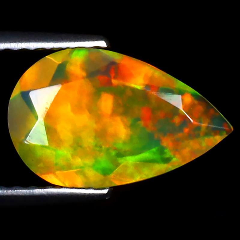 1.22 ct Attractive Pear (12 x 7 mm) Ethiopian 360 Degree Flashing Rainbow Opal Natural Gemstone