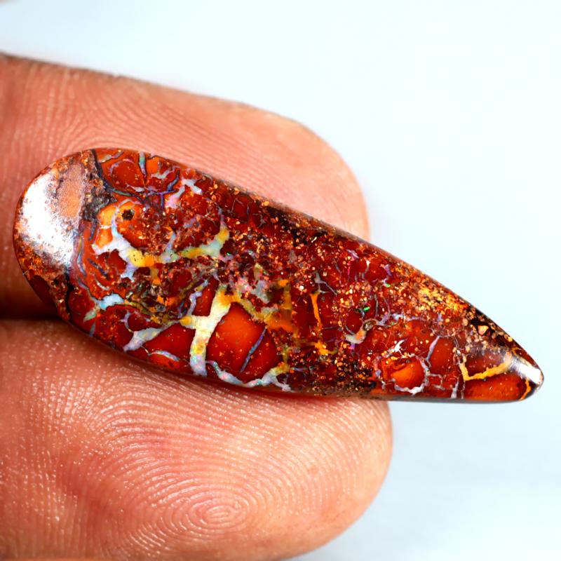 11.92 ct Excellent Fancy Shape (33 x 12 mm) Multi Color Australian Koroit Boulder Opal Natural Loose Gemstone